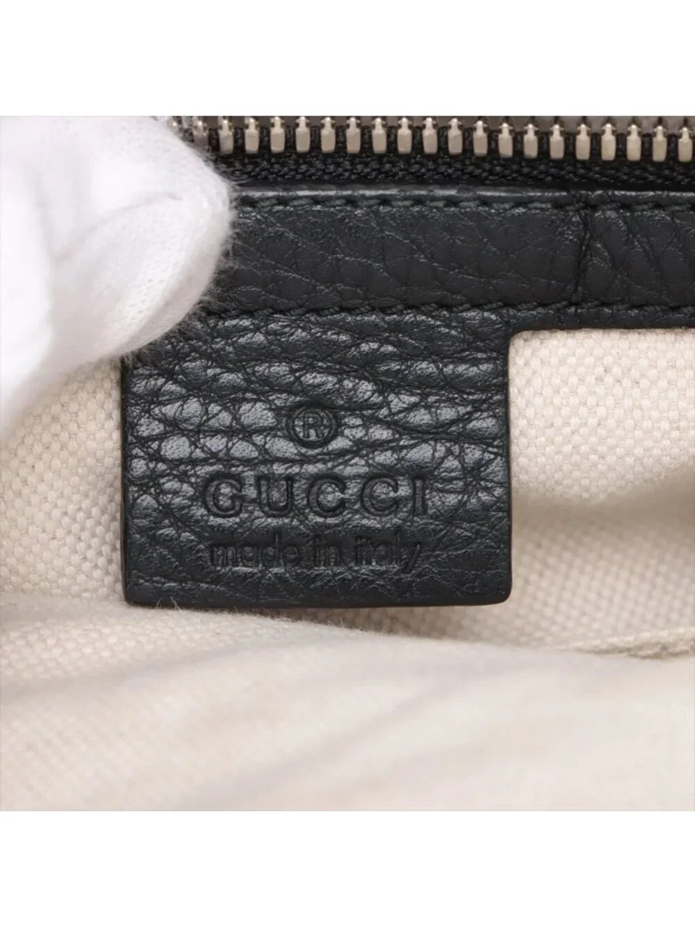 Gucci Interlocking Leather Shoulder Bag Crossbody Messenger Black